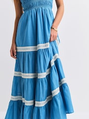 Rixo Blue Aubrie Tiered Midi Dress - Image 5 of 6