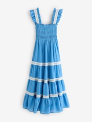 Rixo Blue Aubrie Tiered Midi Dress - Image 6 of 6
