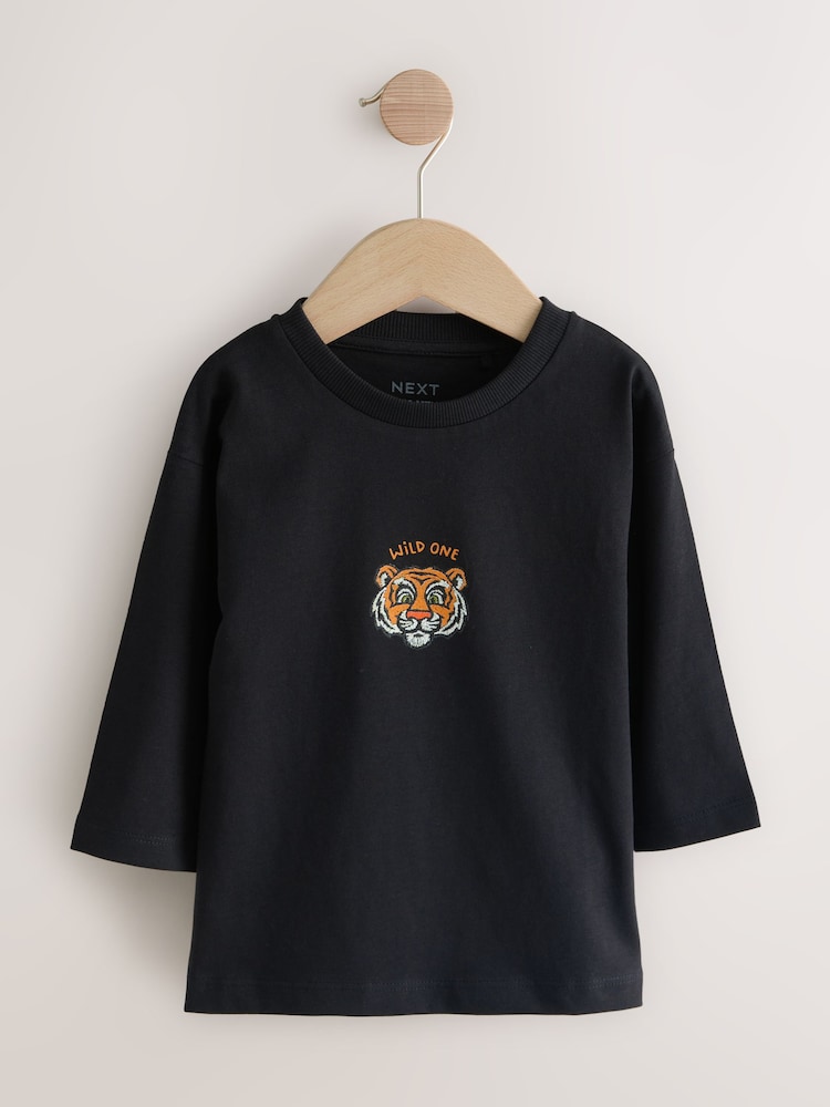 Black Tiger Long Sleeve Graphic Print T-Shirt (3mths-7yrs) - Image 1 of 6 Black Tiger Long Sleeve Graphic Print T-Shirt (3mths-7yrs) - Image 1 of 6