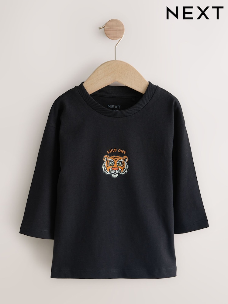 Black Tiger Long Sleeve Graphic Print T-Shirt (3mths-7yrs) - Image 6 of 6