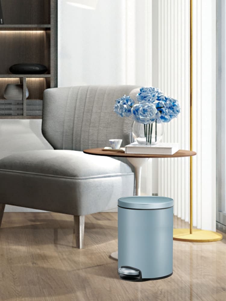 Eko Titanium Blue Eva Bathroom Bin 5L - Image 1 of 6