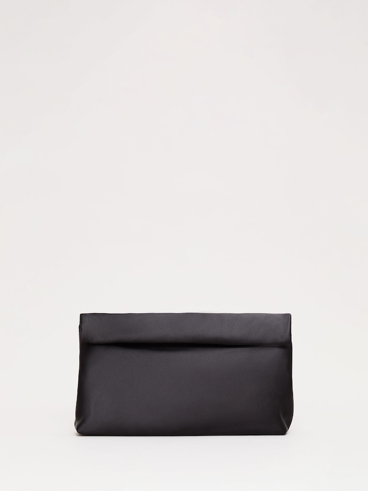 Phase Eight Black Satin Rollover Bag - Image 1 of 6