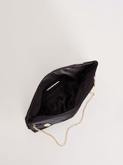 Phase Eight Black Satin Rollover Bag - Image 4 of 6