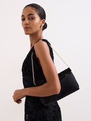 Phase Eight Black Satin Rollover Bag - Image 5 of 6