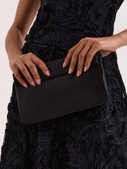 Phase Eight Black Satin Rollover Bag - Image 6 of 6
