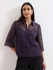 Phase Eight Purple Romilly Lace Shirt - Image 1 of 6