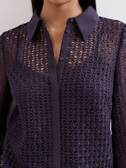 Phase Eight Purple Romilly Lace Shirt - Image 4 of 6