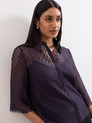 Phase Eight Purple Romilly Lace Shirt - Image 5 of 6