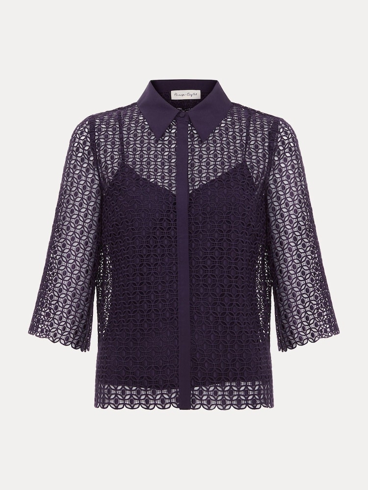 Phase Eight Purple Romilly Lace Shirt - Image 6 of 6