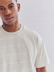 Grey Relaxed Fit Stripe Heavyweight T-Shirt - Image 4 of 5