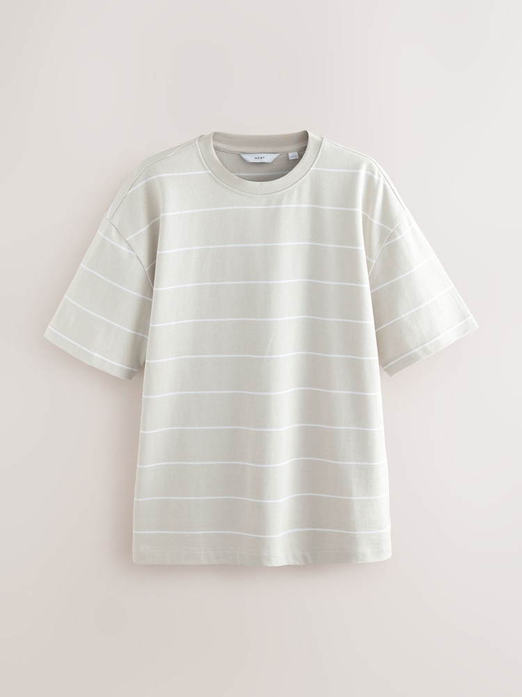 Grey Relaxed Fit Stripe Heavyweight T-Shirt - Image 5 of 5