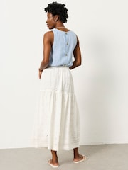 FatFace Winnie White Broderie Midi Skirt - Image 2 of 6