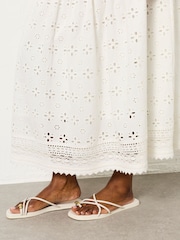 FatFace Winnie White Broderie Midi Skirt - Image 4 of 6