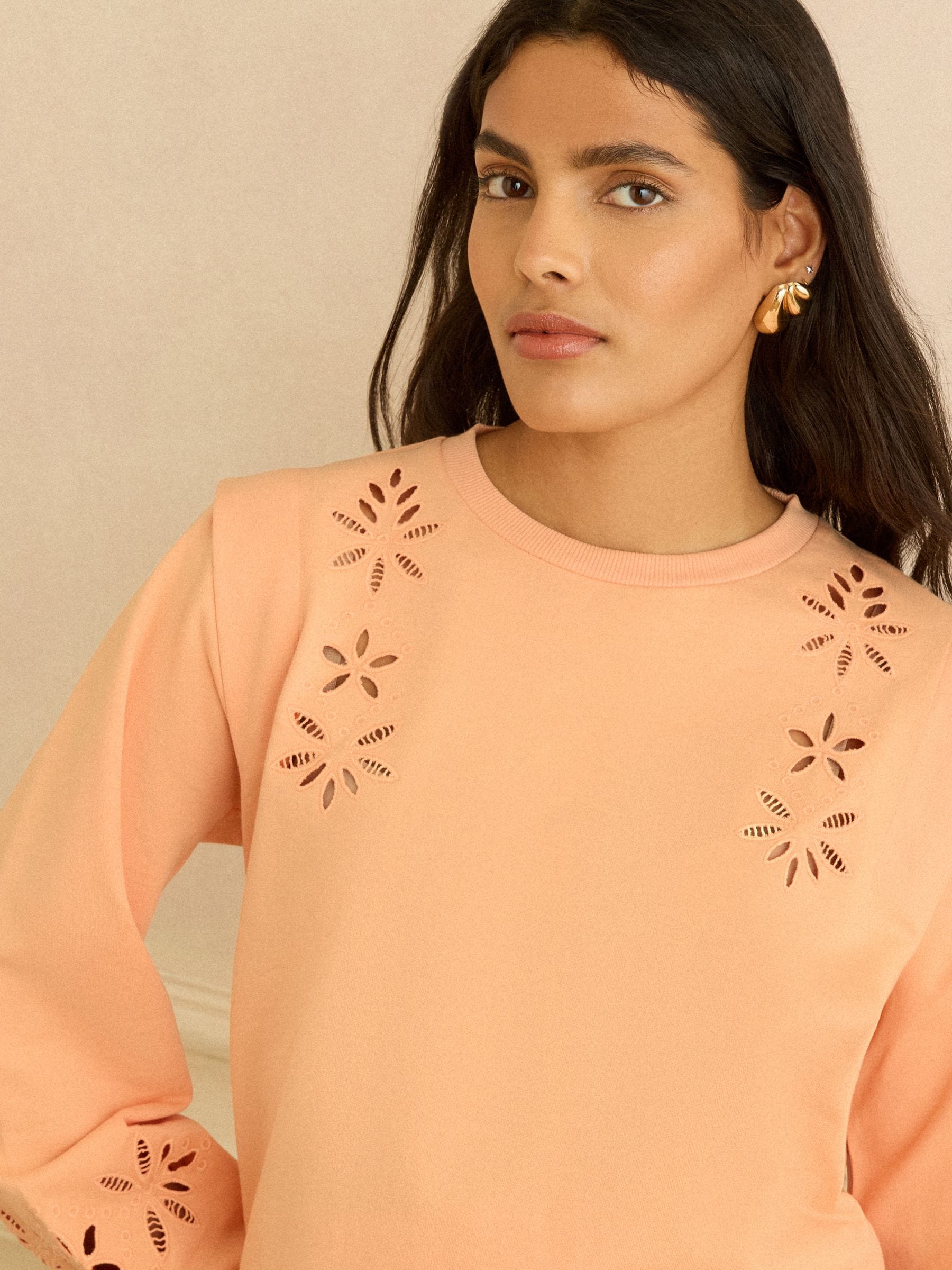 Buy Love & Roses Peach Pink Cutwork Jersey Sweatshirt from Next