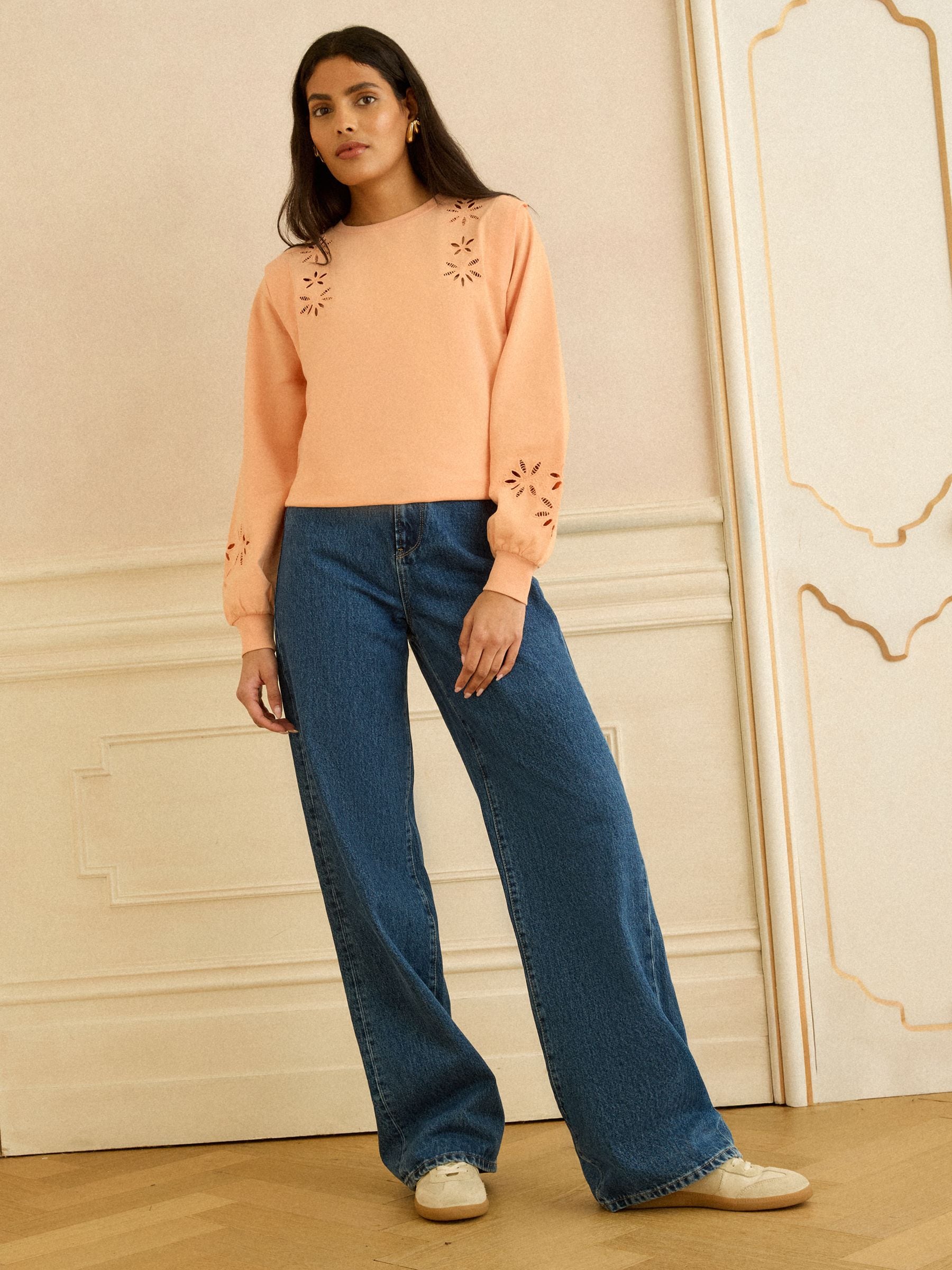 Buy Love & Roses Peach Pink Cutwork Jersey Sweatshirt from Next