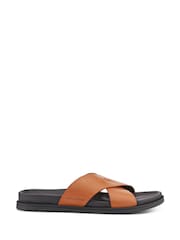 Pavers Light Brown Strappy Leather Slides - Image 2 of 5