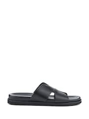 Pavers Black Mens Casual Leather Slide Sandals - Image 2 of 5