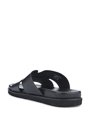 Pavers Black Mens Casual Leather Slide Sandals - Image 3 of 5