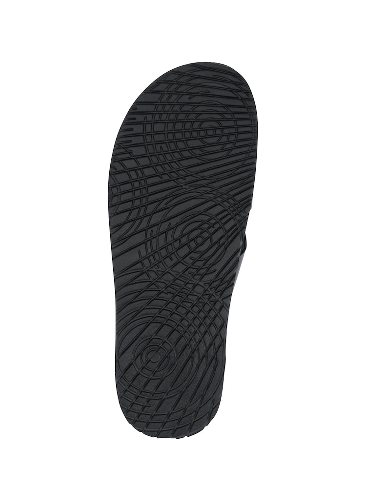 Pavers Black Mens Casual Leather Slide Sandals - Image 5 of 5