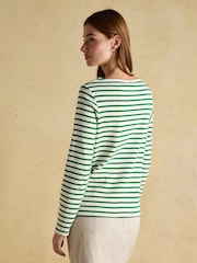 Joules Festive Harbour Green/White Bauble Boat Neck Breton Top - Image 2 of 7