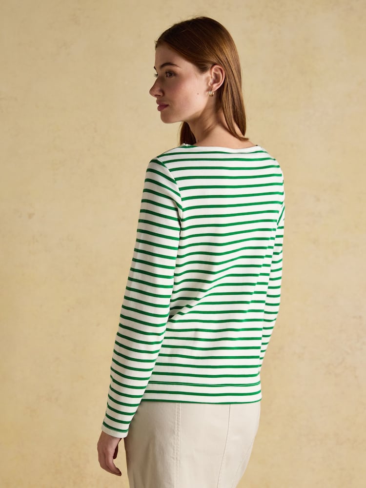 Joules Festive Harbour Green/White Bauble Boat Neck Breton Top - Image 2 of 7 Joules Festive Harbour Green/White Bauble Boat Neck Breton Top - Image 2 of 7