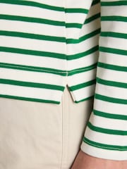 Joules Festive Harbour Green/White Bauble Boat Neck Breton Top - Image 6 of 7