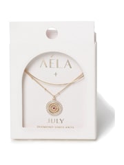 Aela Diamond Simulant Birthstone Multirow Necklace - Image 1 of 3