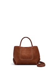Radley Small The Compton Suede Zip Top Grab Brown Bag - Image 1 of 6