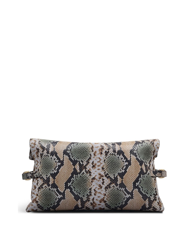 Radley Large Green Fleet Street Faux Snake Flapover Clutch - Image 2 of 5
