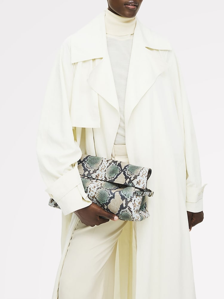 Radley Large Green Fleet Street Faux Snake Flapover Clutch - Image 5 of 5