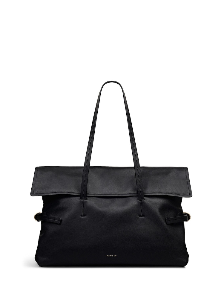 Radley Medium Fleet Street Flapover Shoulder Black Bag - Image 1 of 5