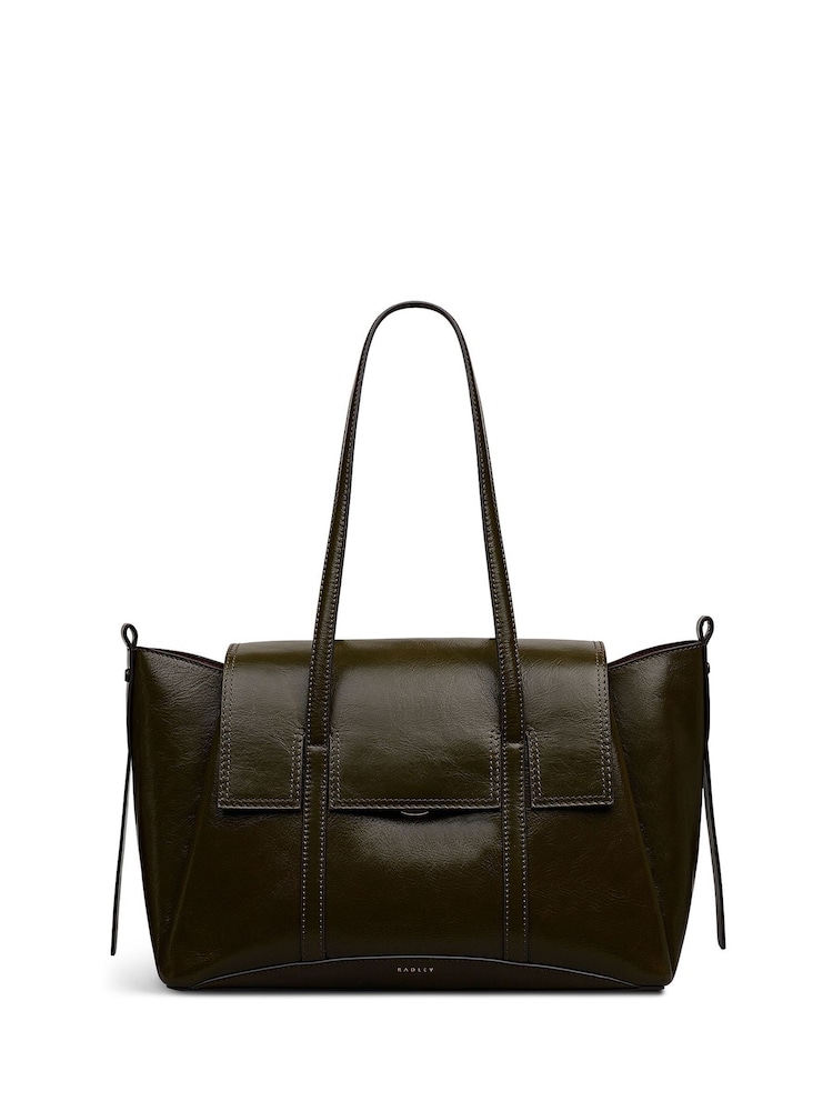 Radley Medium Green The Chancery High Shine Flapover Shoulder Bag - Image 1 of 5