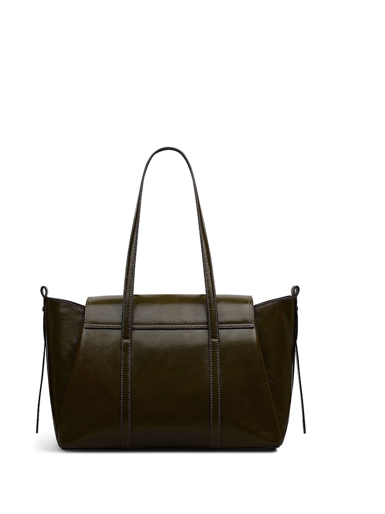 Radley Medium Green The Chancery High Shine Flapover Shoulder Bag - Image 2 of 5