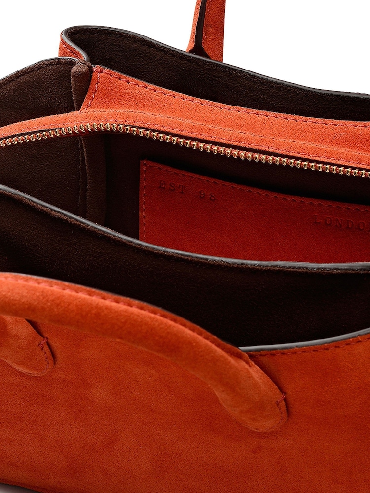 Radley Small Red The Romilly Suede Ziptop Grab Bag - Image 8 of 8