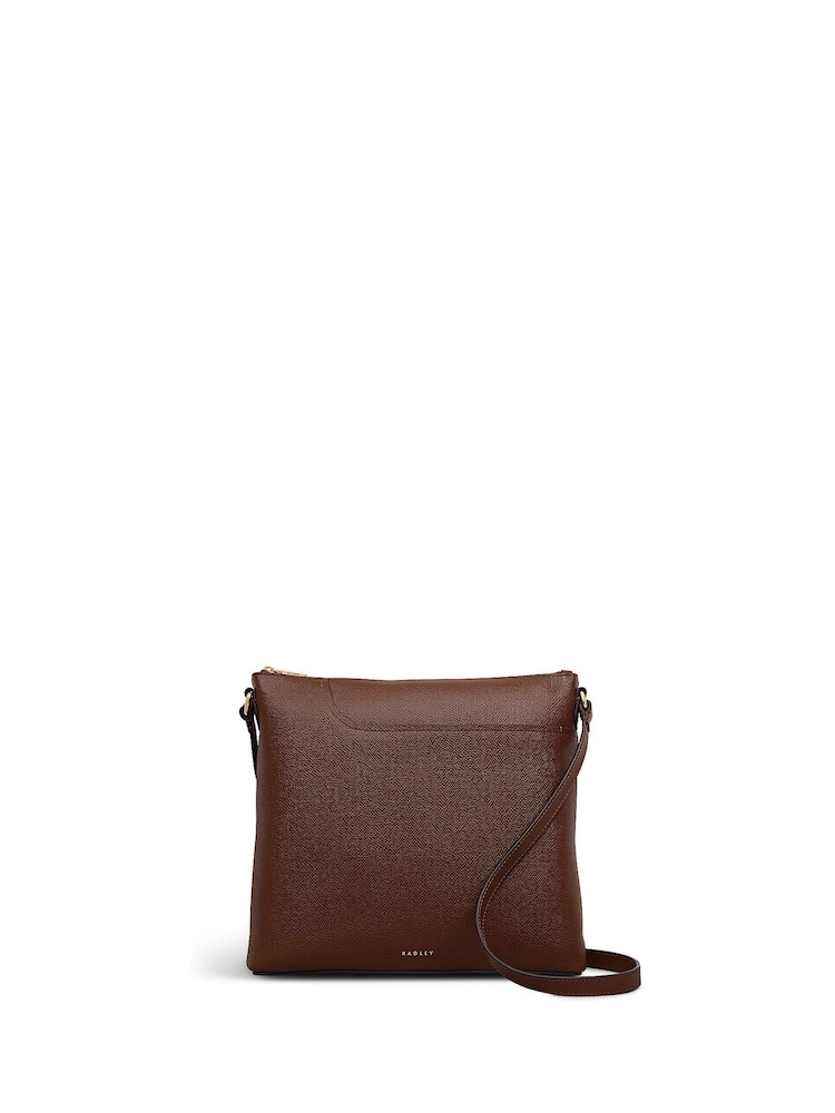 Radley Large Pockets Texture Zip Top Cross-Body Brown Bag - Imagen 1 de 4