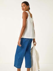 Roman White Crochet Trim Vest Top - Image 3 of 5