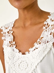 Roman White Crochet Trim Vest Top - Image 5 of 5