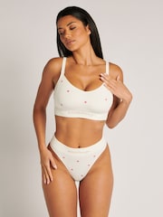 Boux Avenue White Nursing Heart Embroidered Seamfree Rib Bralette - Image 1 of 5