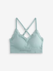 Boux Avenue Green Rib Lace Trim Seamfree Bralette - Image 6 of 6