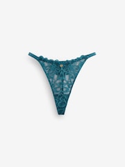 Boux Avenue Blue Heidi Floral Print Lace Tanga Thong - Image 2 of 2