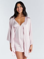 Boux Avenue Kaya Lace Trim Satin Robe - Image 1 of 5