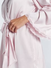 Boux Avenue Kaya Lace Trim Satin Robe - Image 2 of 5