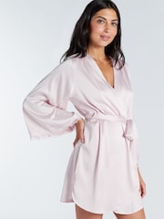 Boux Avenue Kaya Lace Trim Satin Robe - Image 4 of 5