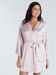 Boux Avenue Kaya Lace Trim Satin Robe - Image 5 of 5