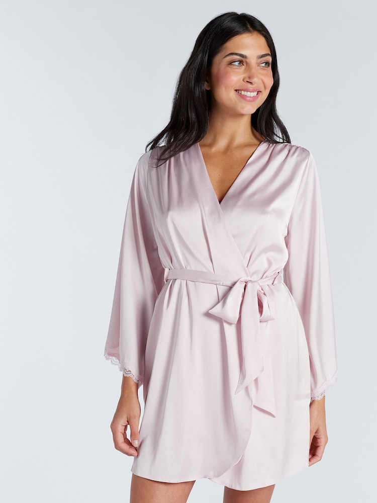 Boux Avenue Kaya Lace Trim Satin Robe - Image 5 of 5