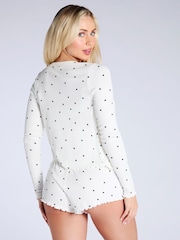 Boux Avenue Cream Mono Heart Pyjamas Set 3 Piece - Image 2 of 5