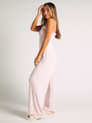 Boux Avenue Pink Rib Frill Cami and Pyjamas Set - Image 3 of 5