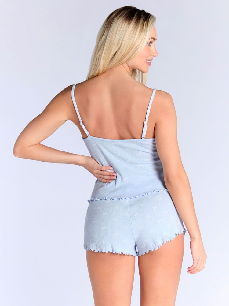 Boux Avenue Bow Pointelle Tie Cami & Short Pyjama Set - Image 2 of 5