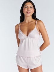 Boux Avenue Kaya Lace Trim Satin Cami Pyjama Set - Image 1 of 2