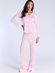 Boux Avenue Bow & Stripe Long Pyjama Set - Image 1 of 5